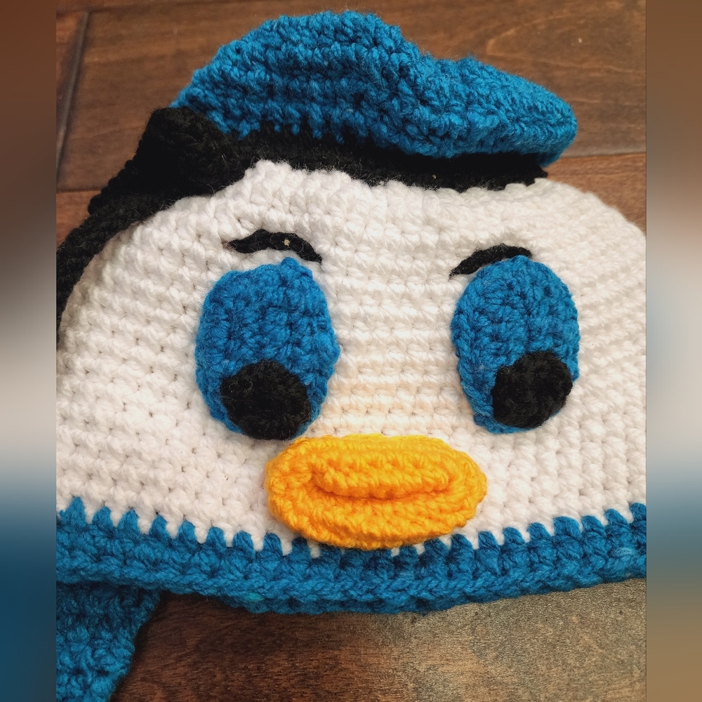 Handknit Crochet Disney Duck Inspired Toddler Beanie - Picture 2 of 8